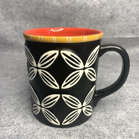 Starbucks Hawaiian Tiki Flowers Coffee Cup, 2008, Bone China, Black Red, Island - Picture 2 of 8